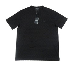 Emporio Armani Men’s Black Textured Pattern V-Neck Short Sleeve T-Shirt XL