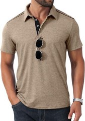 Men’s Button-Down Polo Shirt – Short Sleeve Slim Fit -Contrast Color Golf Casual