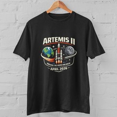 Artemis II 2026 T Shirt Rocket Moon Space Mission Graphic Tee Cotton Unisex