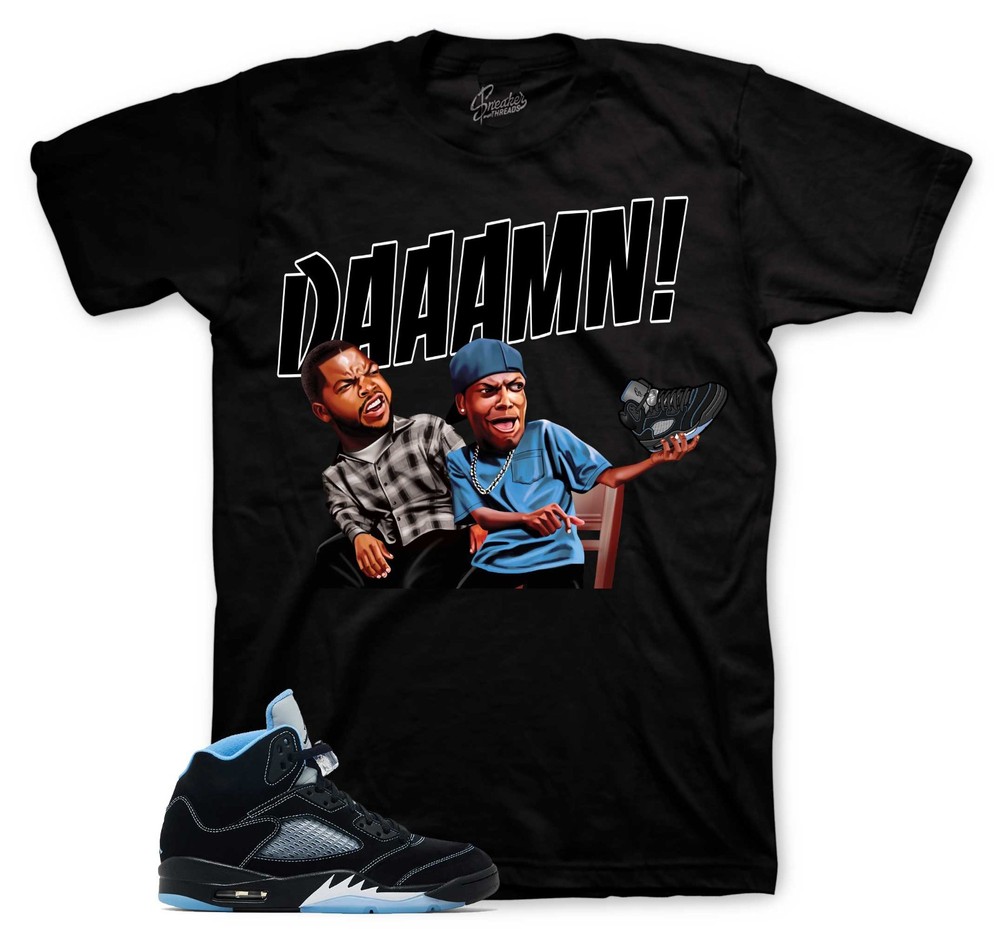 T-Shirt To Match Jordan 5 Black University Blue Sneakers – Damn Tees