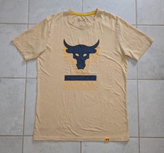 Under Armour Men’s Small BULL Yellow Shirt Project Rock Brahma Bull Logo T-Shirt
