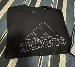 Lot of 2 XXL T-Shirts (1 Eddie Bauer-Solid Gray & 1 Graphic Adidas-Black)