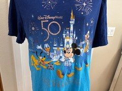 Disney 50 Years celebration Mickey Mouse Goofy T shirt men Blue 2X/3X Colorblock