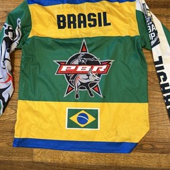 PBR Brasil Brazil Monster Jersey Global Cup XL Pro Bull Riding Shirt – Stains