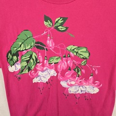 Vintage 1991 The Wildside Floral Pink Short Sleeve T-Shirt Size M Cotton Jerzees