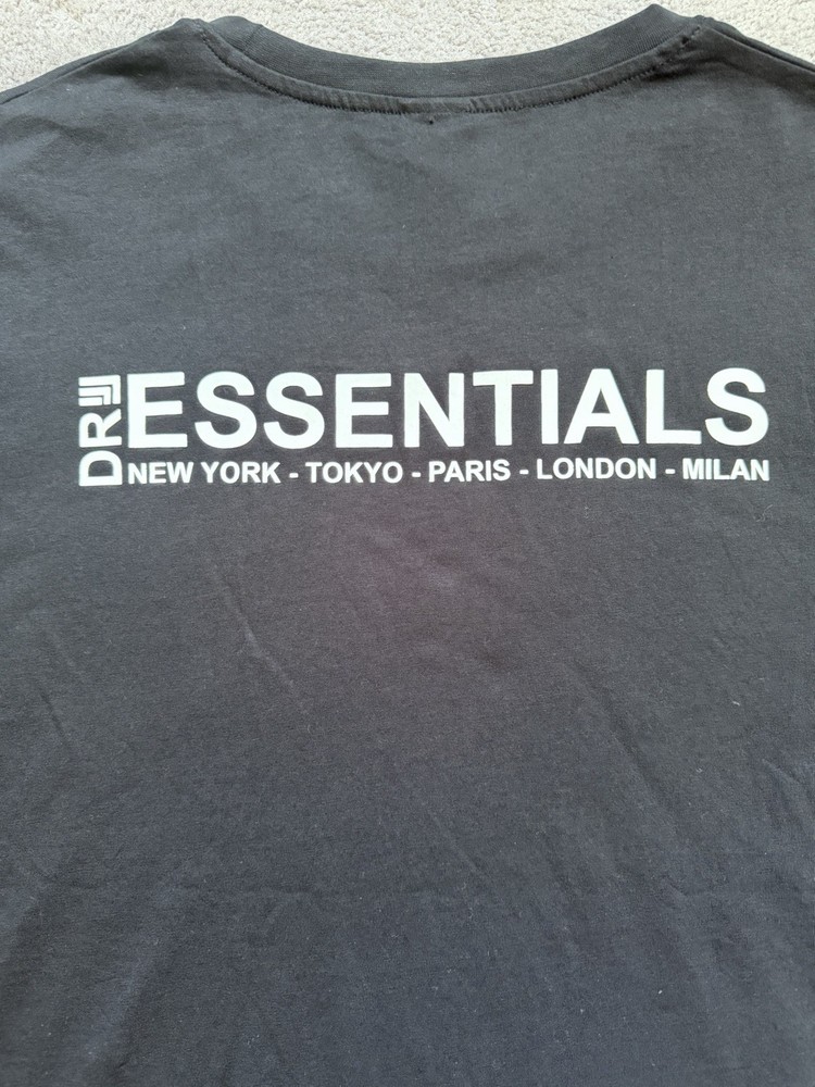 ESSENTIALS Mens 3XL Black Logo Crew Neck T-Shirt Authentic DRILL DRL
