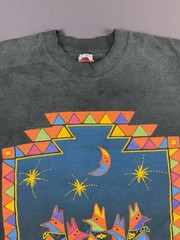 Rare Vintage 80s 1989 Arizona Coyote Art Black Faded FOTL Large Single Stitch T