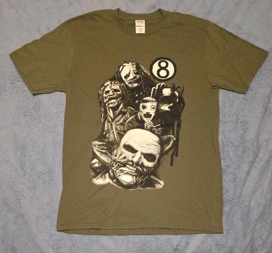 Slipknot T-Shirt Adult Medium Black Background Gildan Soft Green 8