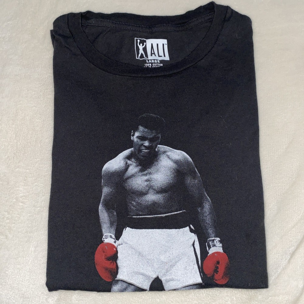ALI Muhammed Ali T-shirt Graphic Shirt Unisex Size Large Black Cotton Boxing