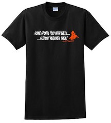 SLEDDIN REQUIRES BALLS T SHIRT JUST RIDE SLED SNOWMOBILE ARCTIC CAT