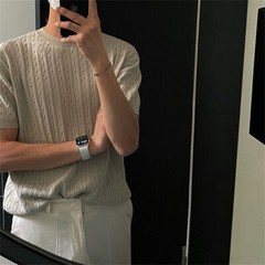 Men’s Knitted Short Sleeve T-Shirt Classic Casual Slim Round Neck Shirts