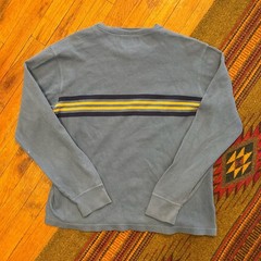American Eagle Blue Stripe Ribbed Long Sleeve Thermal Shirt