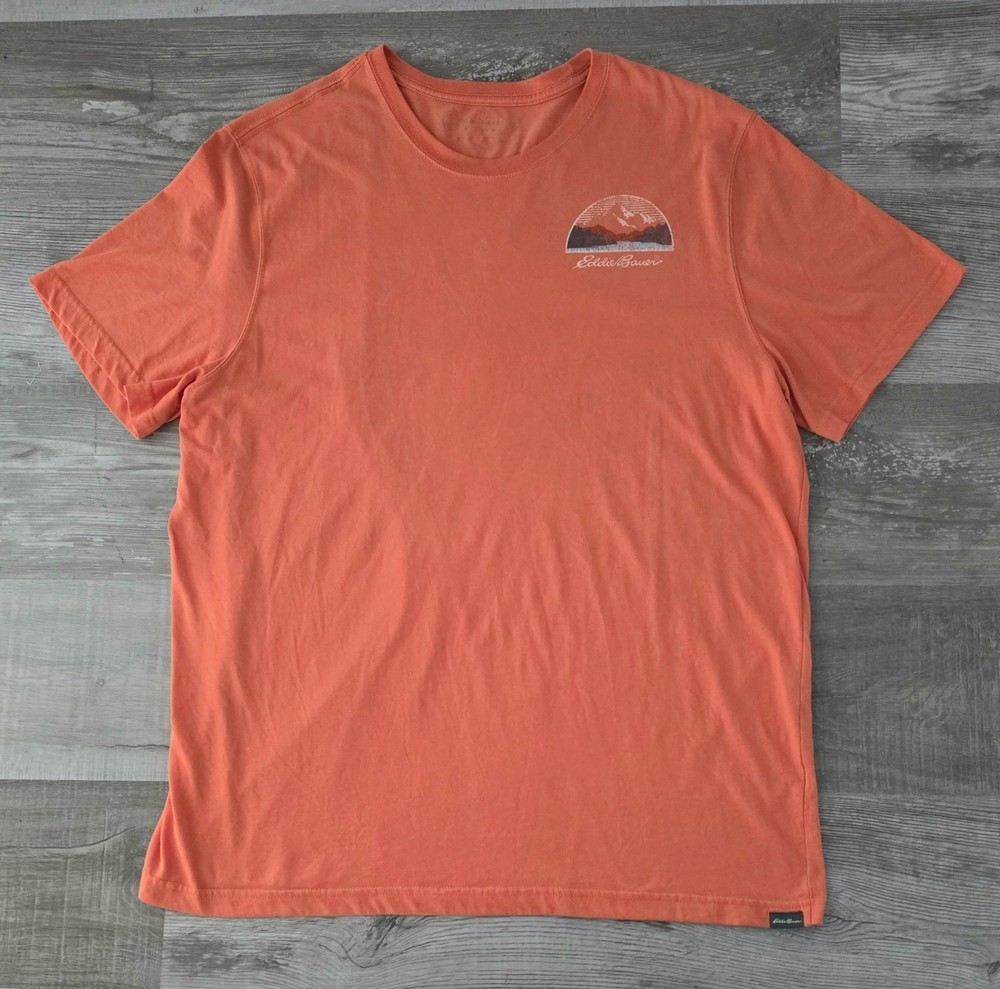 Men’s Eddie Bauer orange short-sleeve cotton graphic T-shirt (XL)