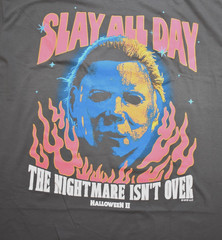 Halloween II Slay All Day Michael Myers Hockey Mask Mens Charcoal Shirt New XL