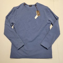 $175 New LEFT COAST TEE Henley Collared REVERSIBLE L/S Shirt Men MEDIUM M Blue