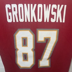 Rob Gronkowski #87 Tampa Bay Shirt Men Large Red Double Sided RN#90836 Bucs