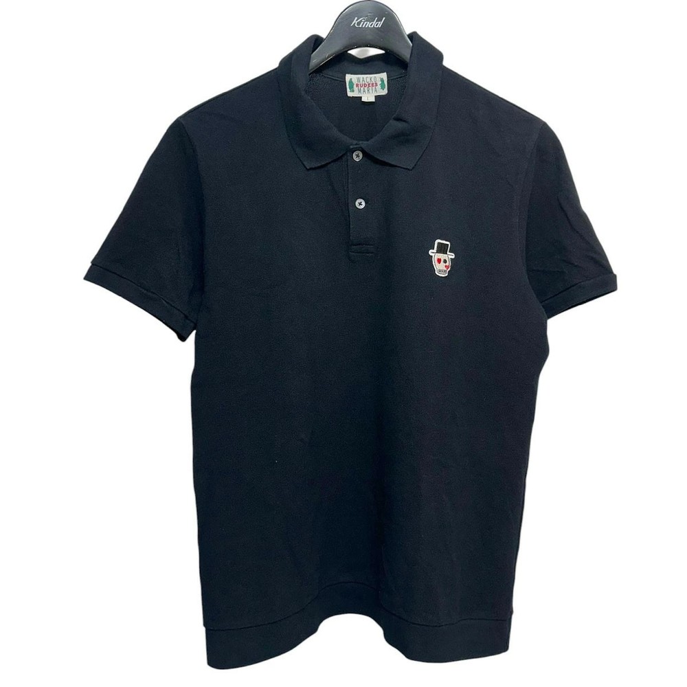 Used WACKO MARIA Skull One Point Polo Shirt Black Size L 220526 (WACKO MARIA)