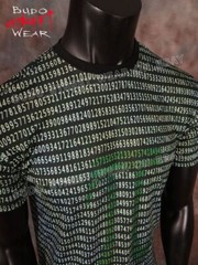 Mens T Shirt Black Computer Code All Over Print Sublimation Designs Slim Stretch