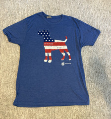 Next Level Apparel Blue Tee Size L American Dog USA 4th of July