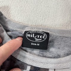 Mil-Tec Shirt Mens Medium Gray Digital Camo Military Tactical Stretch Tee Top