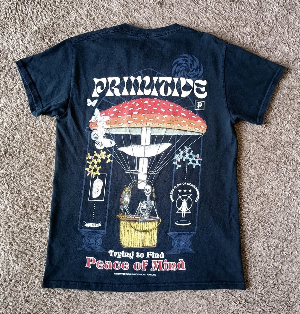 Primitive Skateboarding T-Shirt Men’s Size Small Graphic Print Black Shirt
