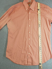 Peter Millar Crown Finish Button Down Shirt Mens Orange White Micro Check Size L