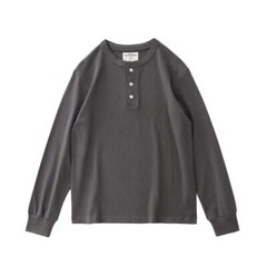 Vintage Men Long Sleeve Henry T-Shirt Pure Color Cotton Shirts Casual Tops