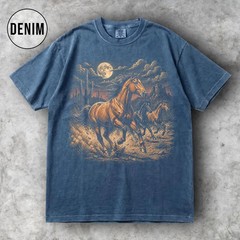 Wild Horses Western Cowboy Ranch Animal Farm Vintage Style Comfort Tee