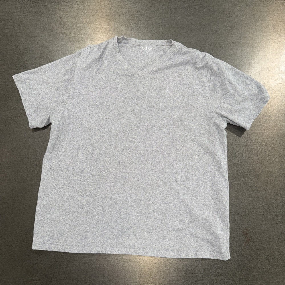 Quince XL Heather Grey Men’s Slub Cotton V-Neck T-Shirt
