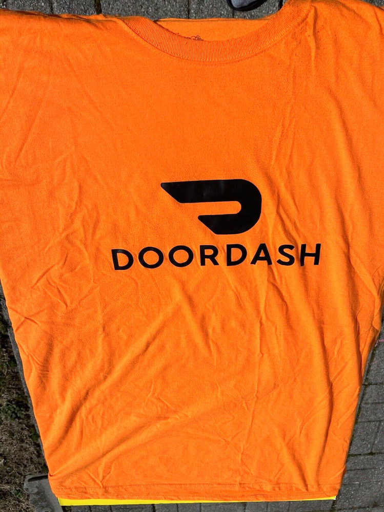 DoorDash Front & Back Food Delivery Driver ORANGE Short Sleeve 2XL Shirt *RARE*