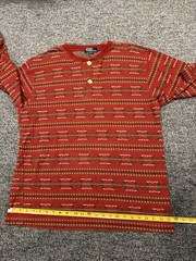 VTG Polo Ralph Lauren Aztec Henley 100% Cotton Made In USA Mens Size Large