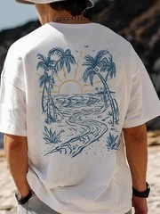 Coastal Men’s Vacation Style Island Element Printed Short Sleeve T-Shirt