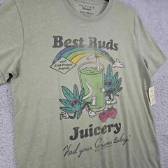 Lucky Brand Ganja Shirt Mens Large L Green Cannabis Weed Distressed Retro NWT B