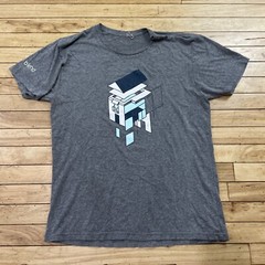 Geometric Art House Shirt Men L Stretch Graphic Tee Gray Casual Short Sleeve