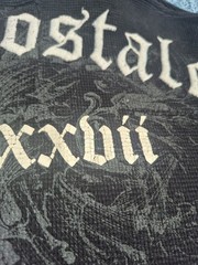 Aeropostale Thermal Waffle Knit Graphic Black Crest LS Shirt Large Y2K Grunge