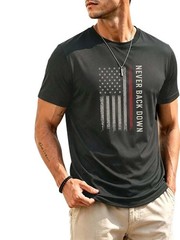 Never Back Down Shirt Patriotic American Flag T-Shirts For Men