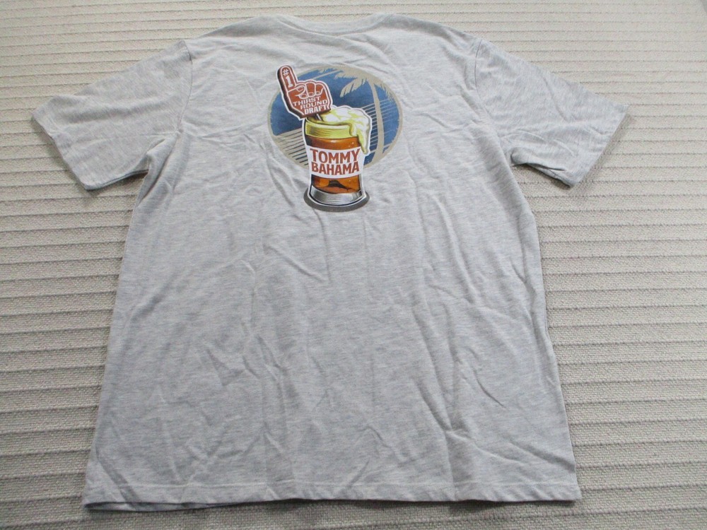 Tommy Bahama Men Beer Shirt Medium Gray Football Thirst Round Draft Crew Tee New