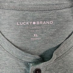 Lucky Brand Mens XL Heather Green Short Sleeve Henley Shirt Cotton Blend RN80318