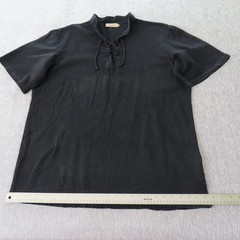 Garras Shirt Mens XL Black Cotton Gauze Lace Up Mexican Festival Beach Casual