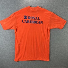 Vintage Sea Trek Royal Caribbean Tshirt Puffy Words Neon Orange One Size Fit All
