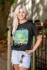 Retro Beach Day Every Day Summer Sunrise Womens or Mens Crewneck T Shirt Tee