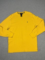 Polo Ralph Lauren Shirt Mens XL Yellow Waffle Knit Long Sleeve Crew Neck