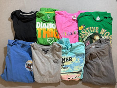Lot of 8 Vintage & Modern Shirts Assorted Brands Mens Large Pullover Tee.