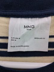 MNG Man Striped T Shirt M Sustainable Cotton NWT Navy Cream Regular