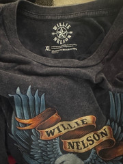 Willie Nelson Eagle Guitar Graphic T-Shirt XL Black Acid Wash Country Music Tee