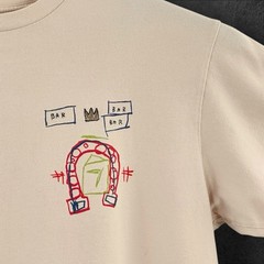 UT Uniqlo X Jean Michel Basquiat T-Shirt Mens XL Cream w Graphic Double Side