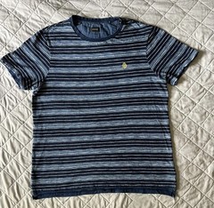 BUFFALO By David Bitton Men’s Striped Blue Shirt Size XL Short Sleeve Crew Neck