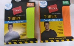 MENS HANES T-SHIRT WORKWEAR QUICK DRYING ORANGE LIME YELLOW M L XL 2XL