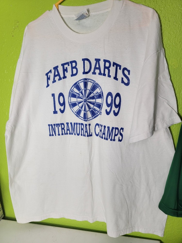 Vintage Mens T-shirt FAFB Darts Intramural Champions 1999 1990s VTG Graphic Tee