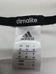 Adidas Men White Striped Climate T-Shirt Size M Regular Crew Neck Logo